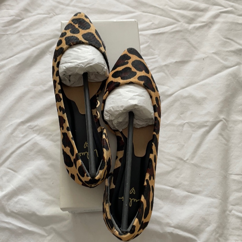 Lulus Audri Leather Leopard D’Orsay Flats 7.5